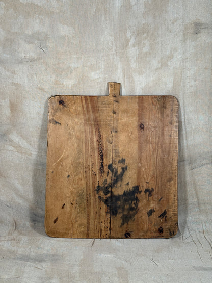 Large Antique Square Wooden Serving Board With Rounded Corners