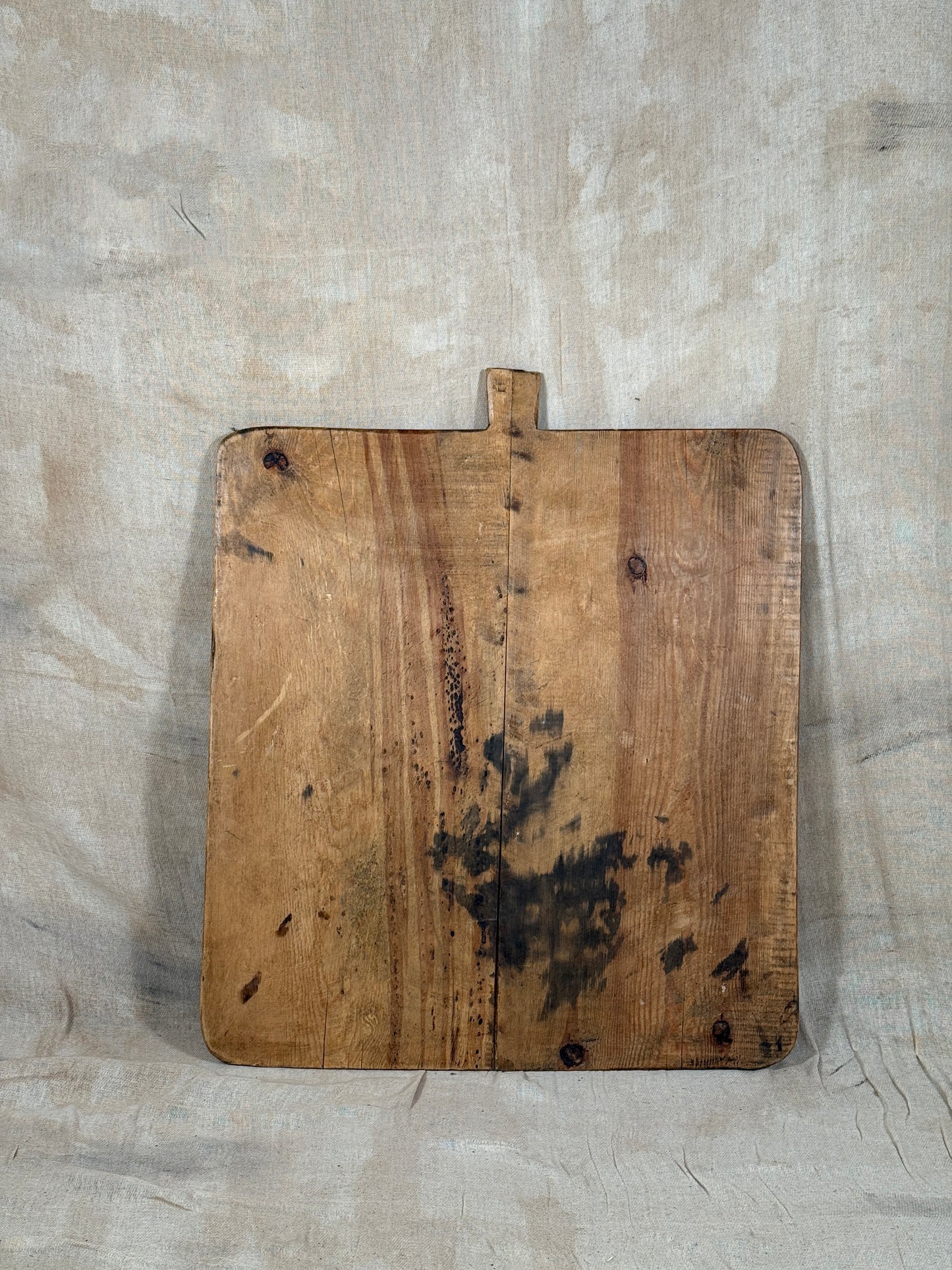 Large Antique Square Wooden Serving Board With Rounded Corners