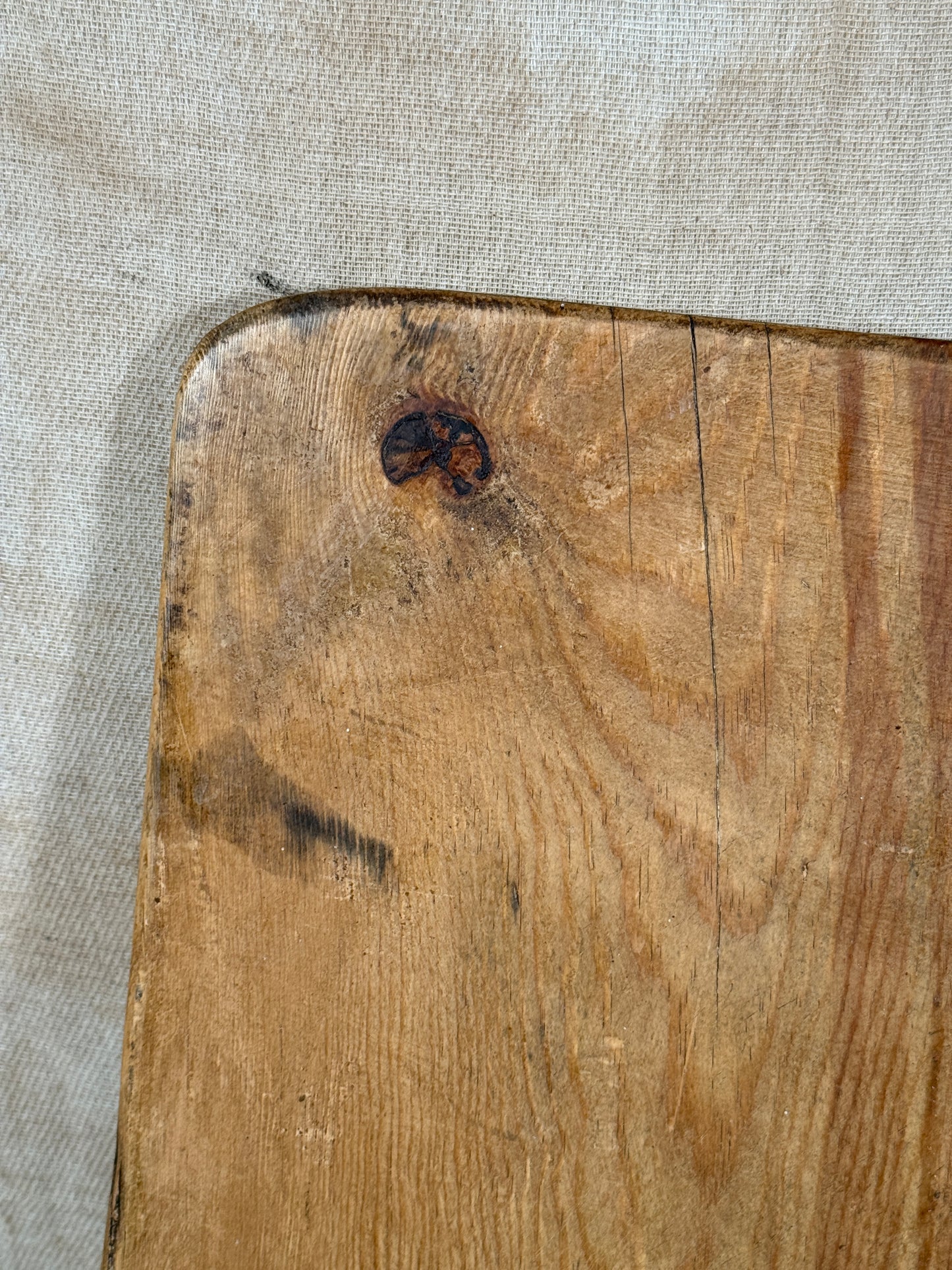 Large Antique Square Wooden Serving Board With Rounded Corners