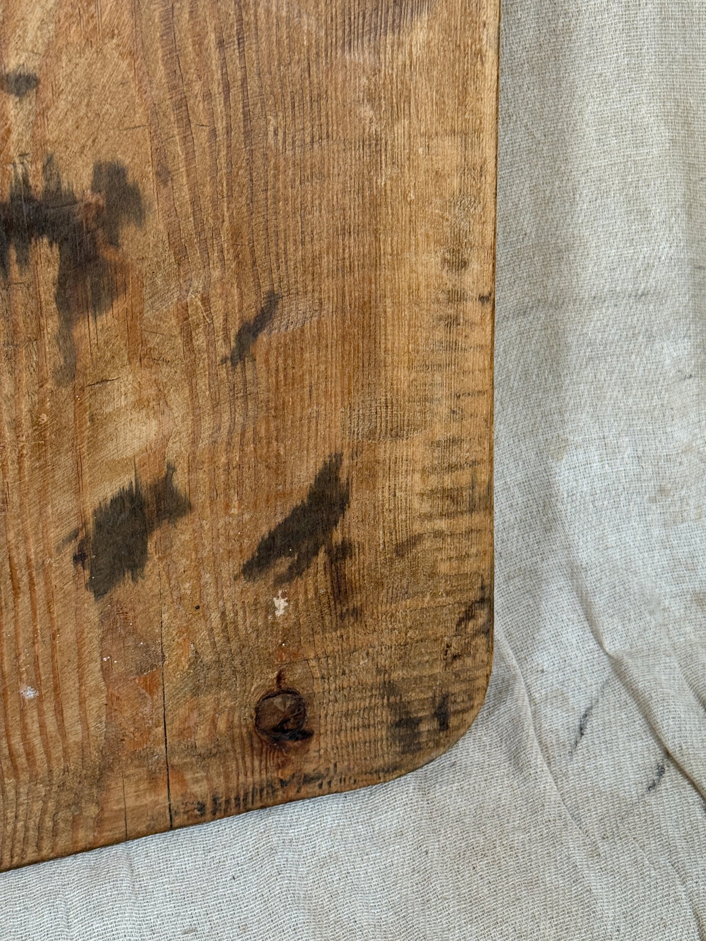 Large Antique Square Wooden Serving Board With Rounded Corners
