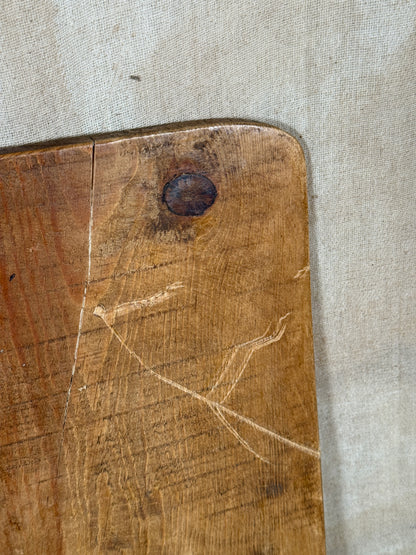 Large Antique Square Wooden Serving Board With Rounded Corners