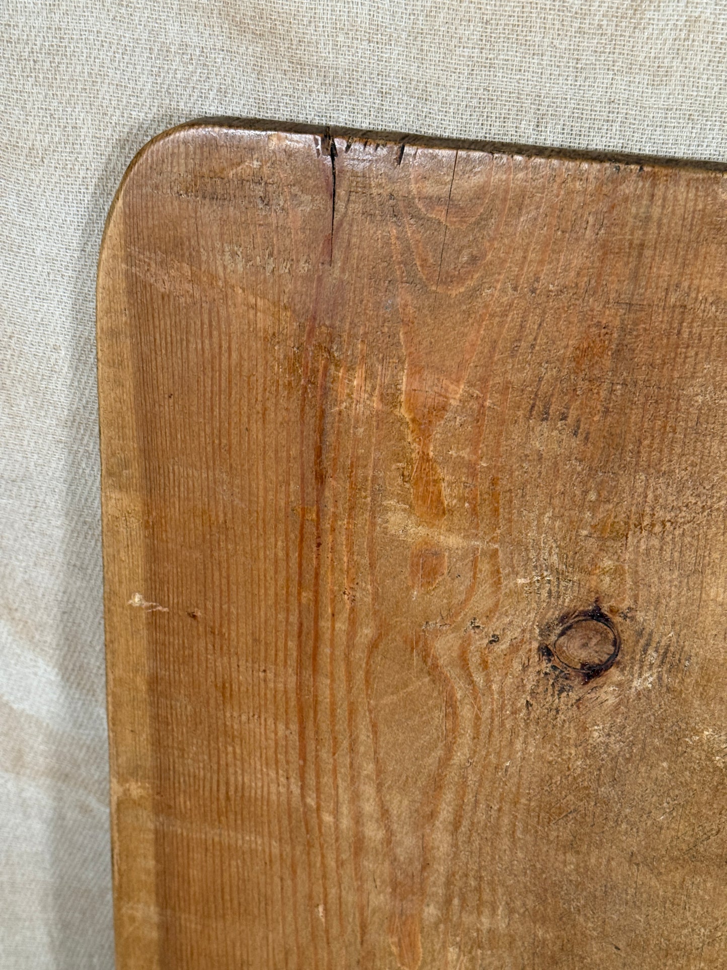 Large Antique Square Wooden Serving Board With Rounded Corners