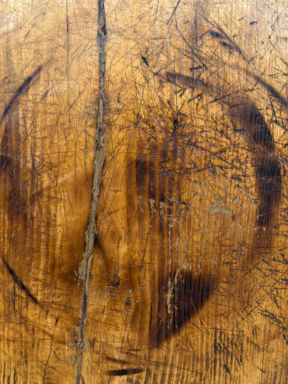 Antique Round Wooden Bread Board With Rustic Aged Patina