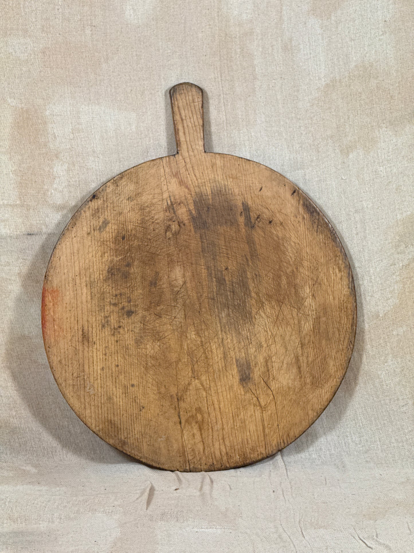 Primitive Antique Wooden Serving Board Round Paddle Board