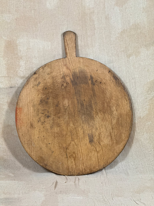Primitive Antique Wooden Serving Board Round Paddle Board