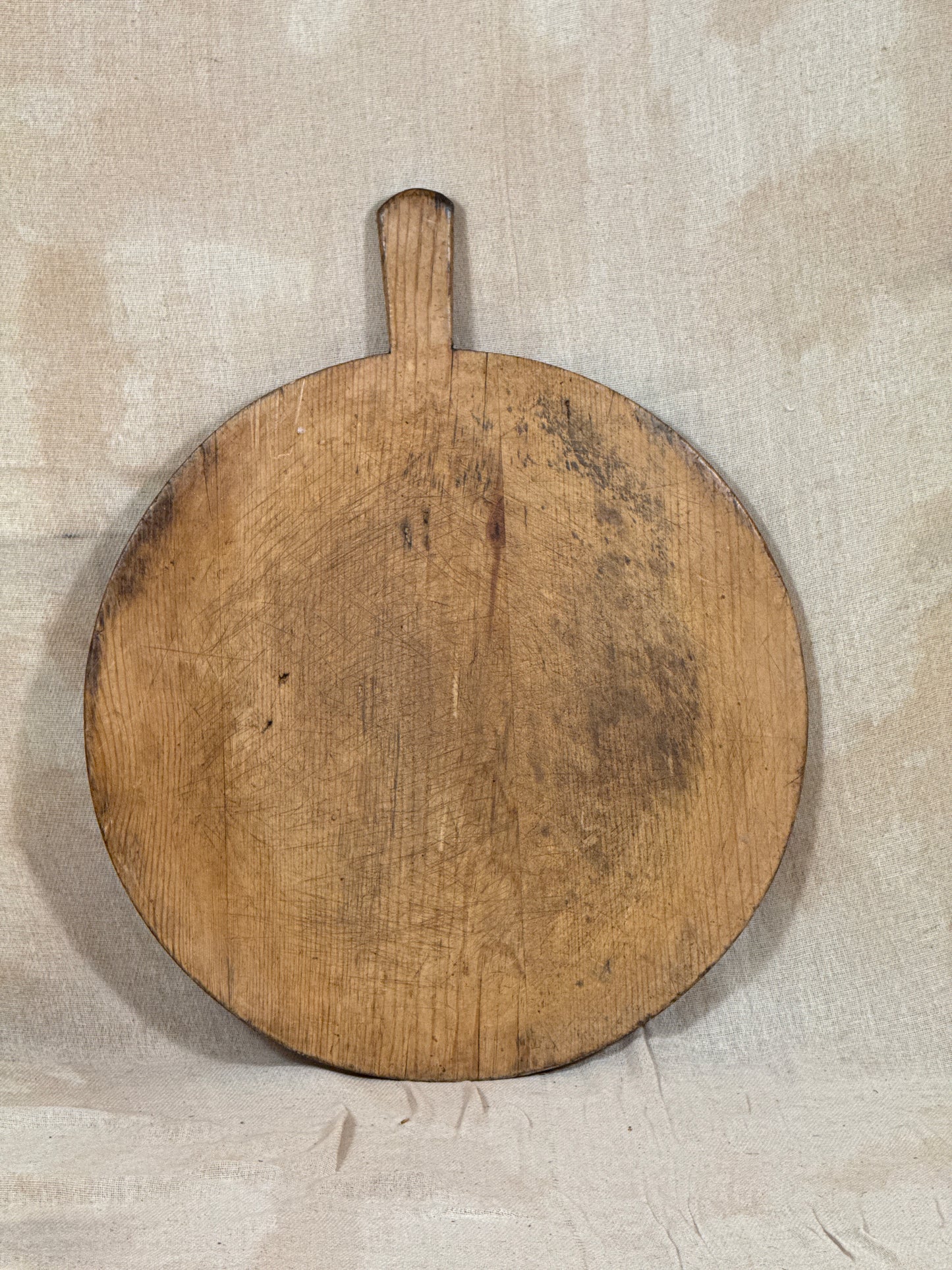 Primitive Antique Wooden Serving Board Round Paddle Board
