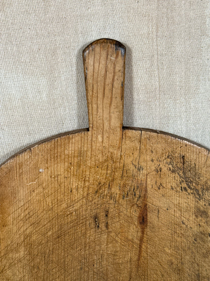Primitive Antique Wooden Serving Board Round Paddle Board