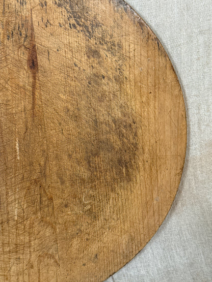 Primitive Antique Wooden Serving Board Round Paddle Board