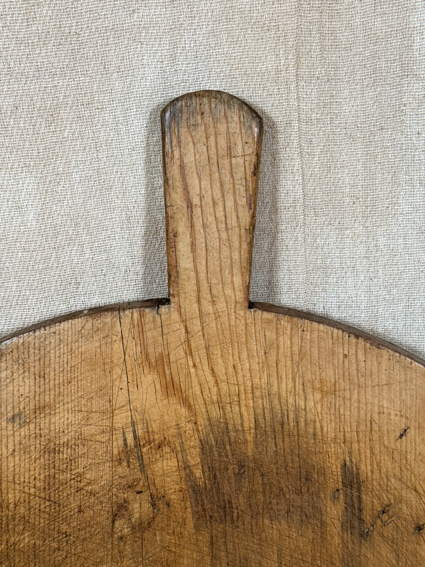 Primitive Antique Wooden Serving Board Round Paddle Board