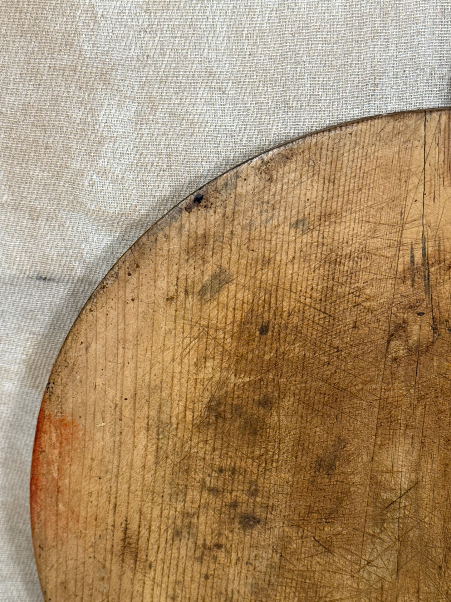 Primitive Antique Wooden Serving Board Round Paddle Board