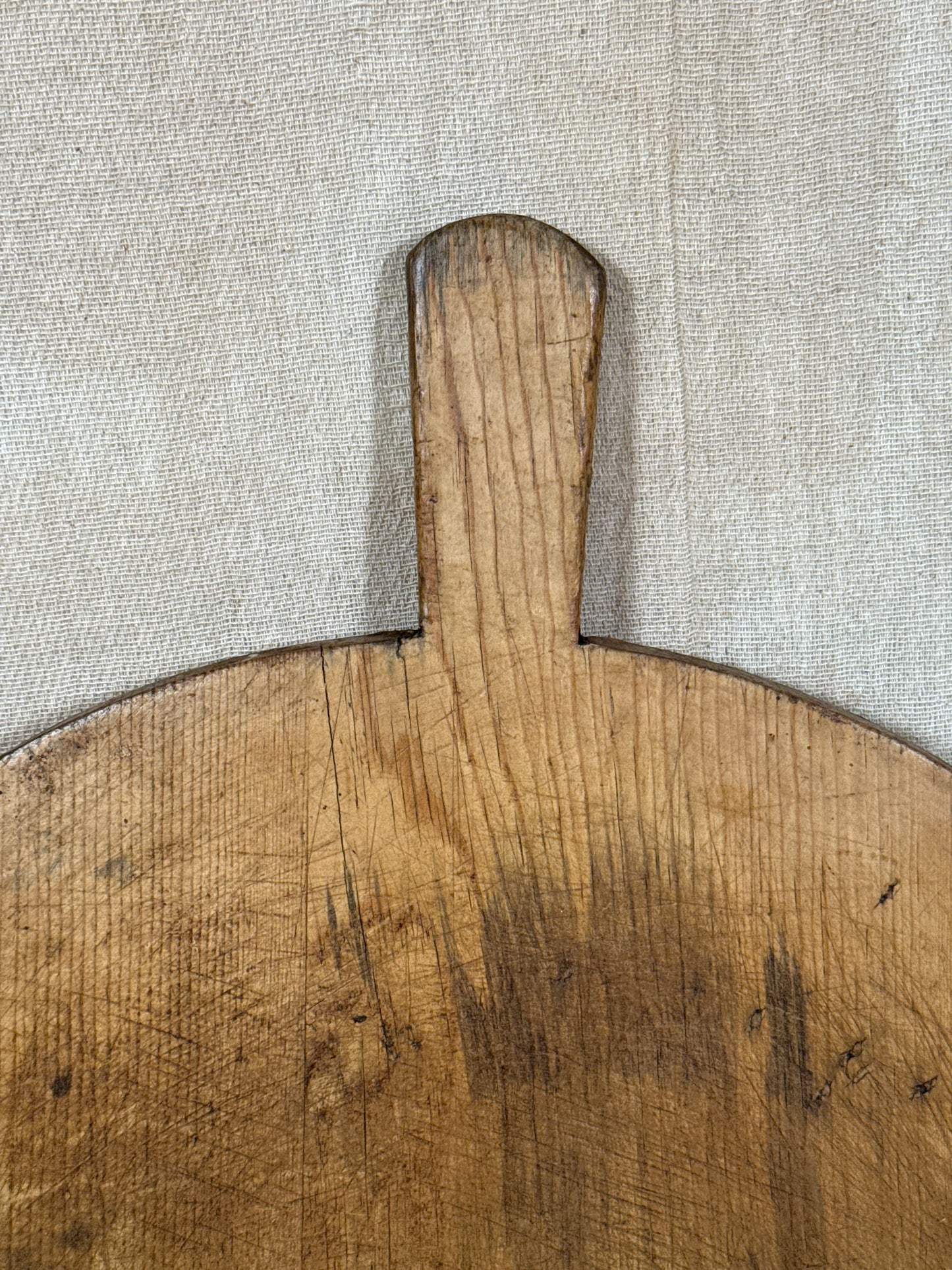 Primitive Antique Wooden Serving Board Round Paddle Board