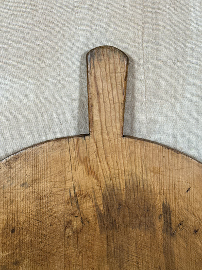 Primitive Antique Wooden Serving Board Round Paddle Board