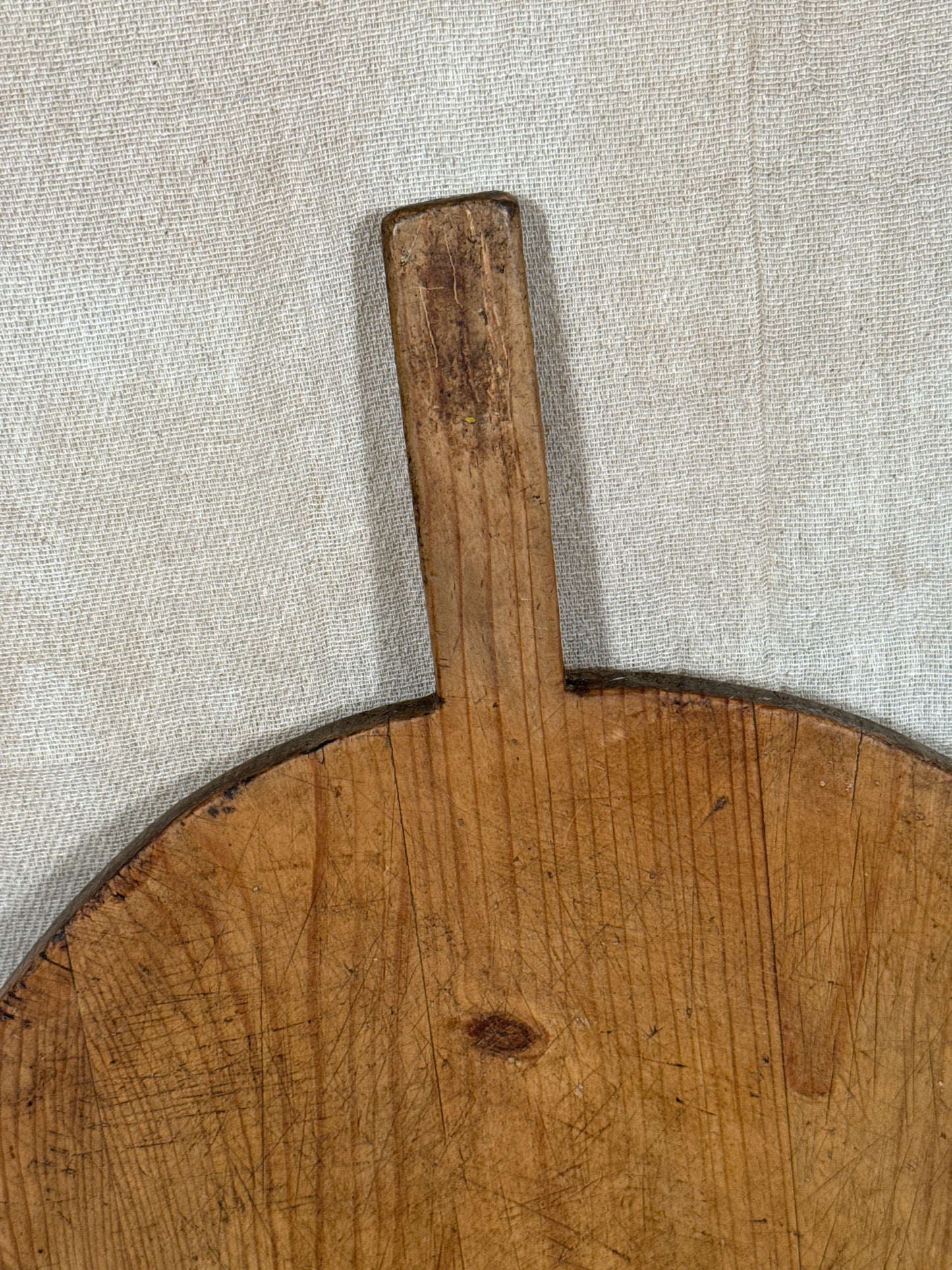 Antique Round Wooden Bread Board With Aged Farmhouse Patina