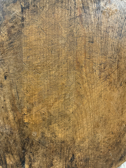 Antique Round Wooden Bread Board With Aged Farmhouse Patina