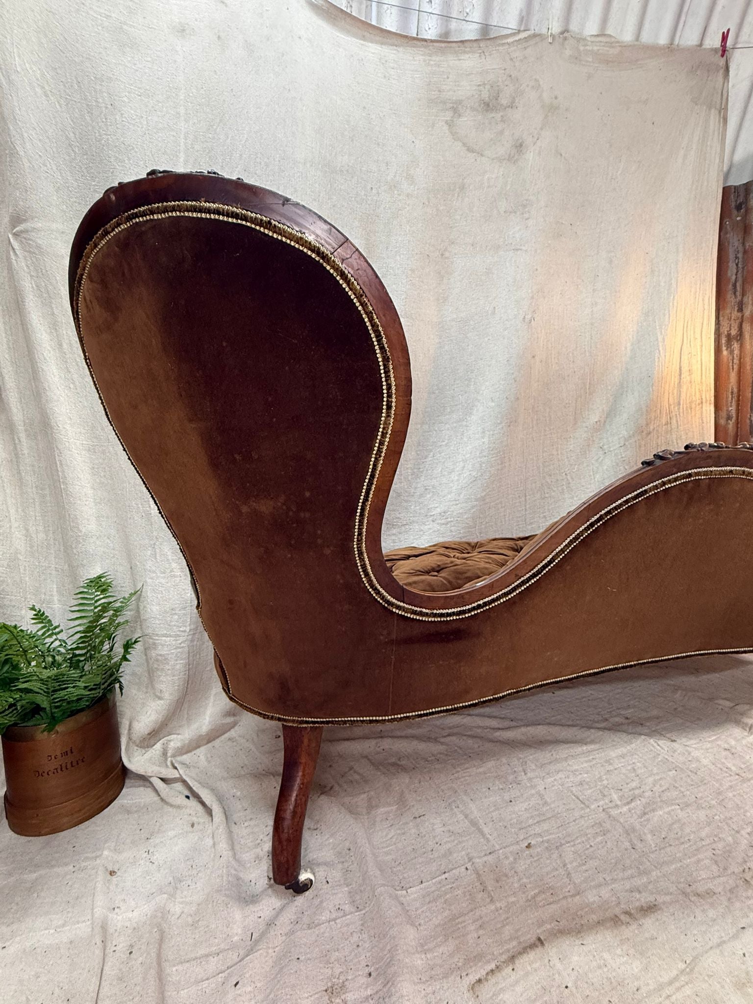 Brown Velvet Love Seat