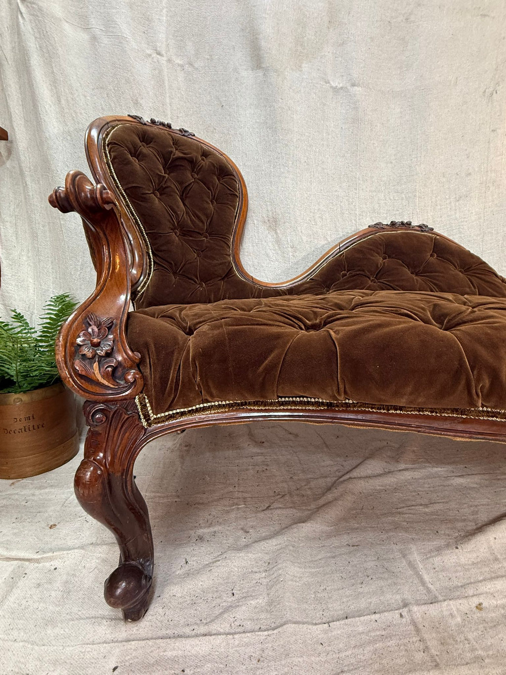 Brown Velvet Love Seat