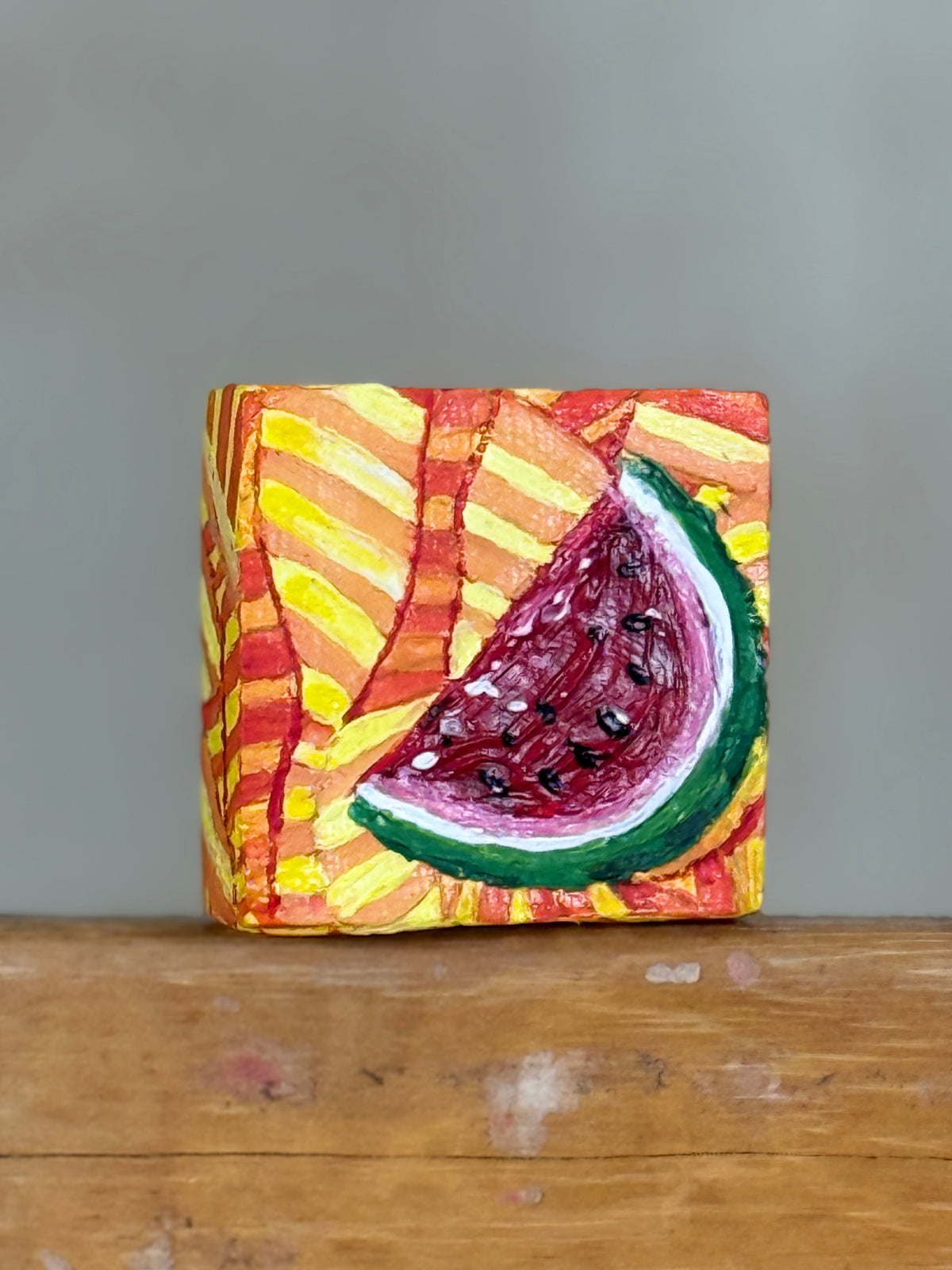Miniature Watermelon Painting by Ashley Kay, Norwich Artist