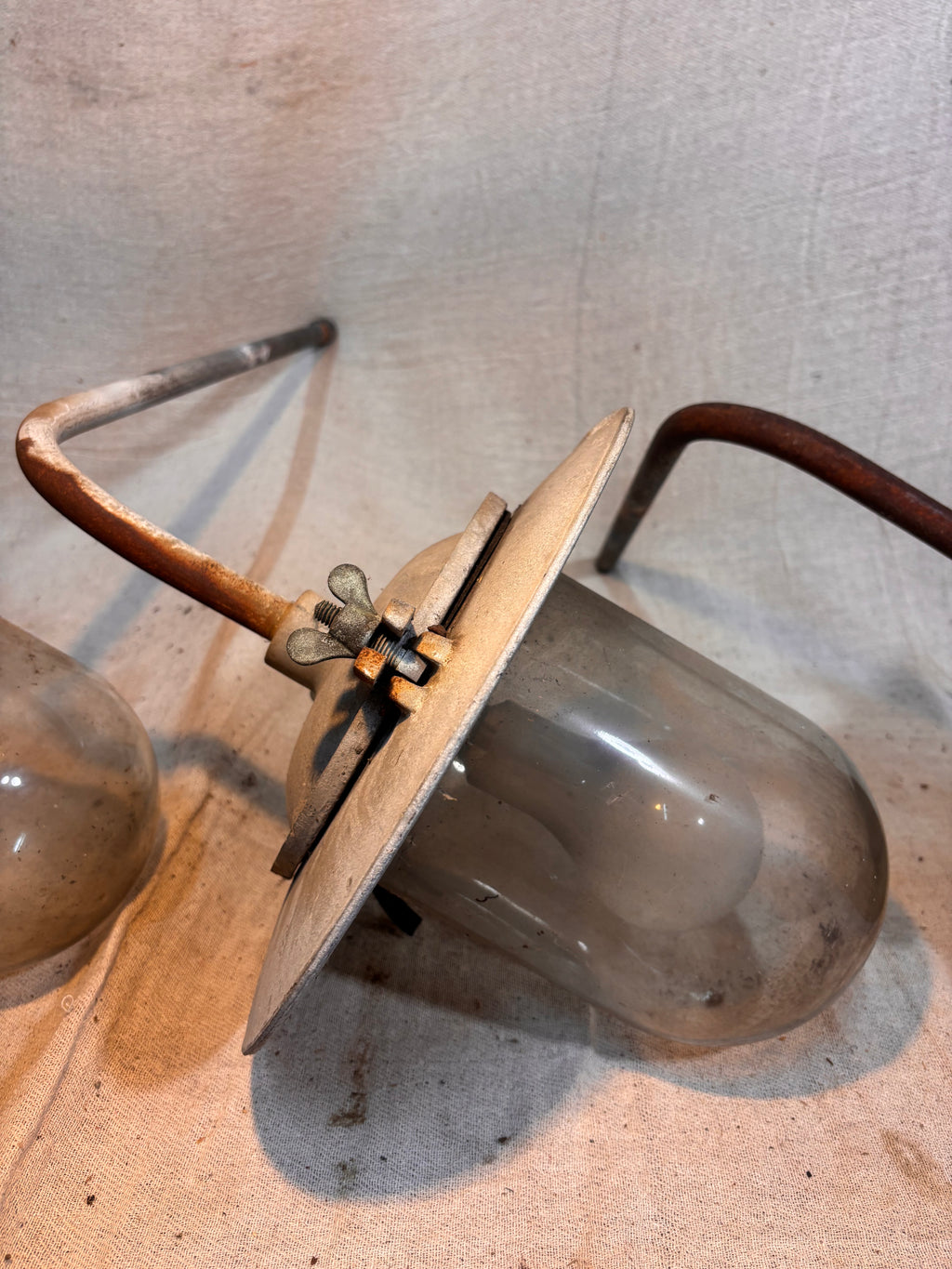 Industrial Light fitting on a cloth background