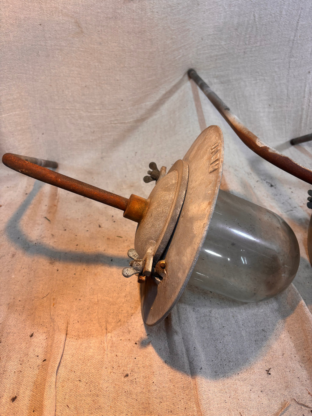 Industrial Light fitting on a cloth background