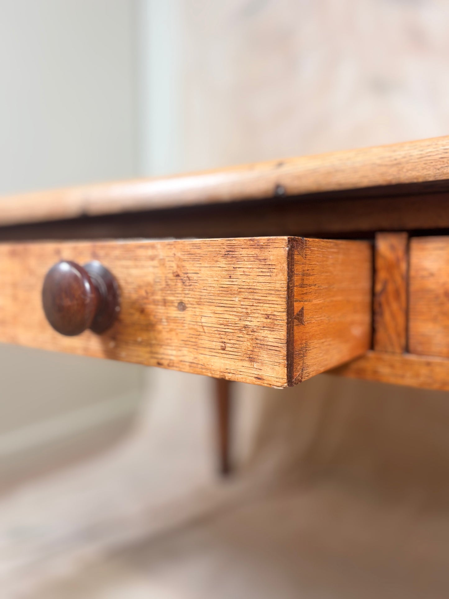 Late Victorian Oak Farmhouse Refectory Dining Table with 4 Drawers