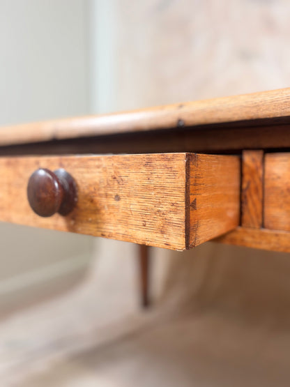 Late Victorian Oak Farmhouse Refectory Dining Table with 4 Drawers