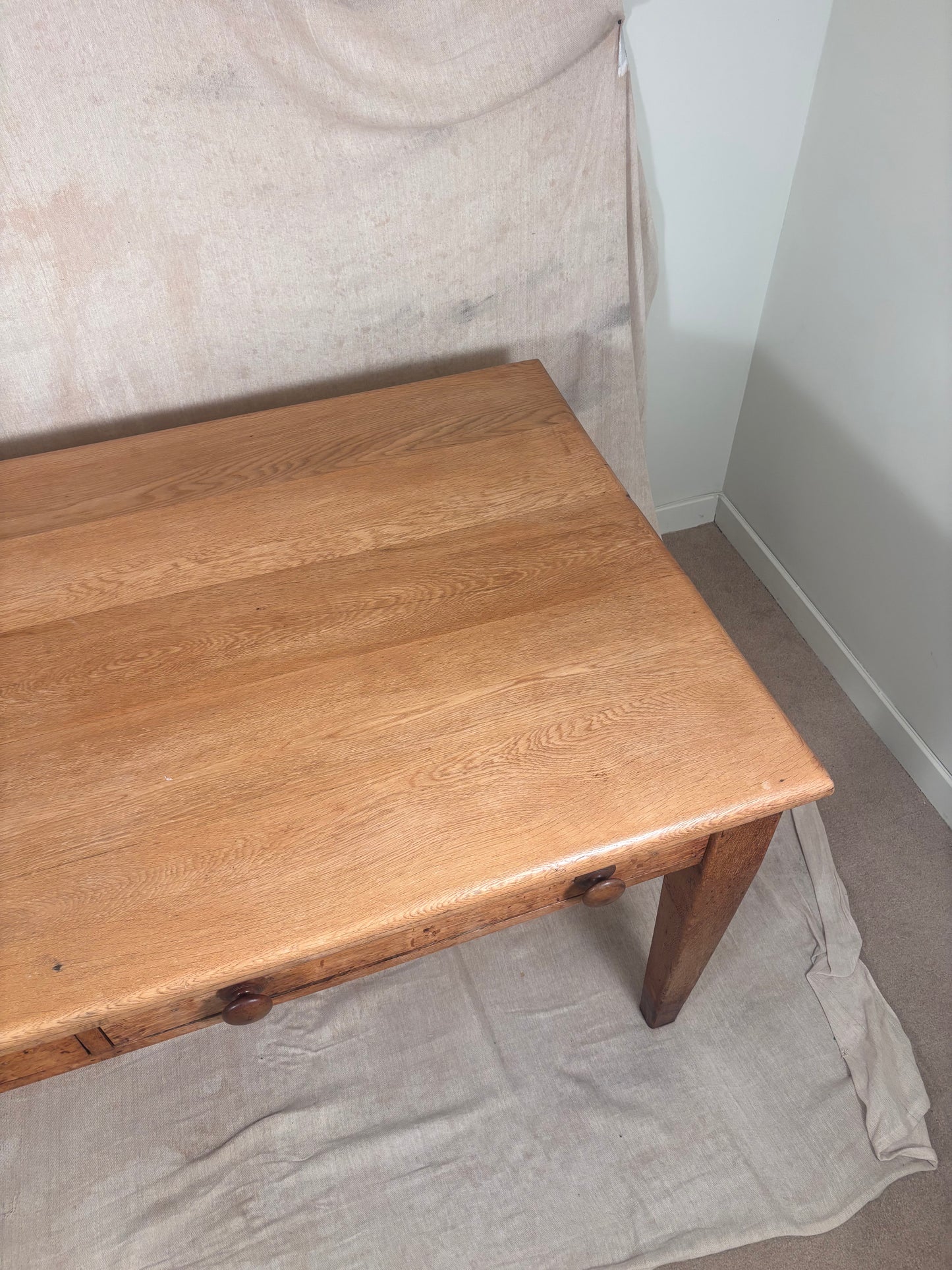 Late Victorian Oak Farmhouse Refectory Dining Table with 4 Drawers