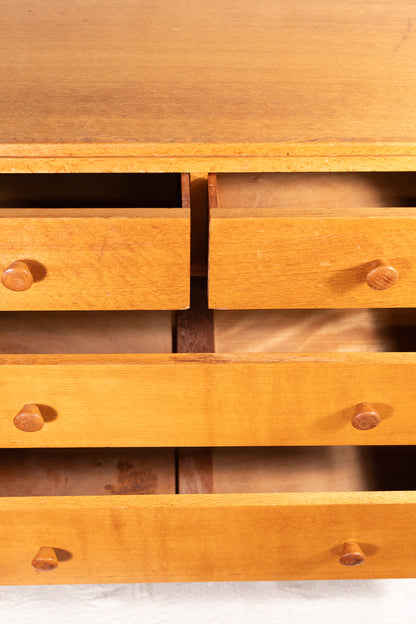 Vintage 1950s Lebetkin Air Ministry chest of drawers, stamped AM to the reverse. 