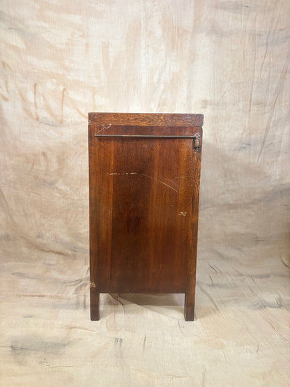 Antique Oak Lidded Washstand with Ceramic Sink and Mirror
