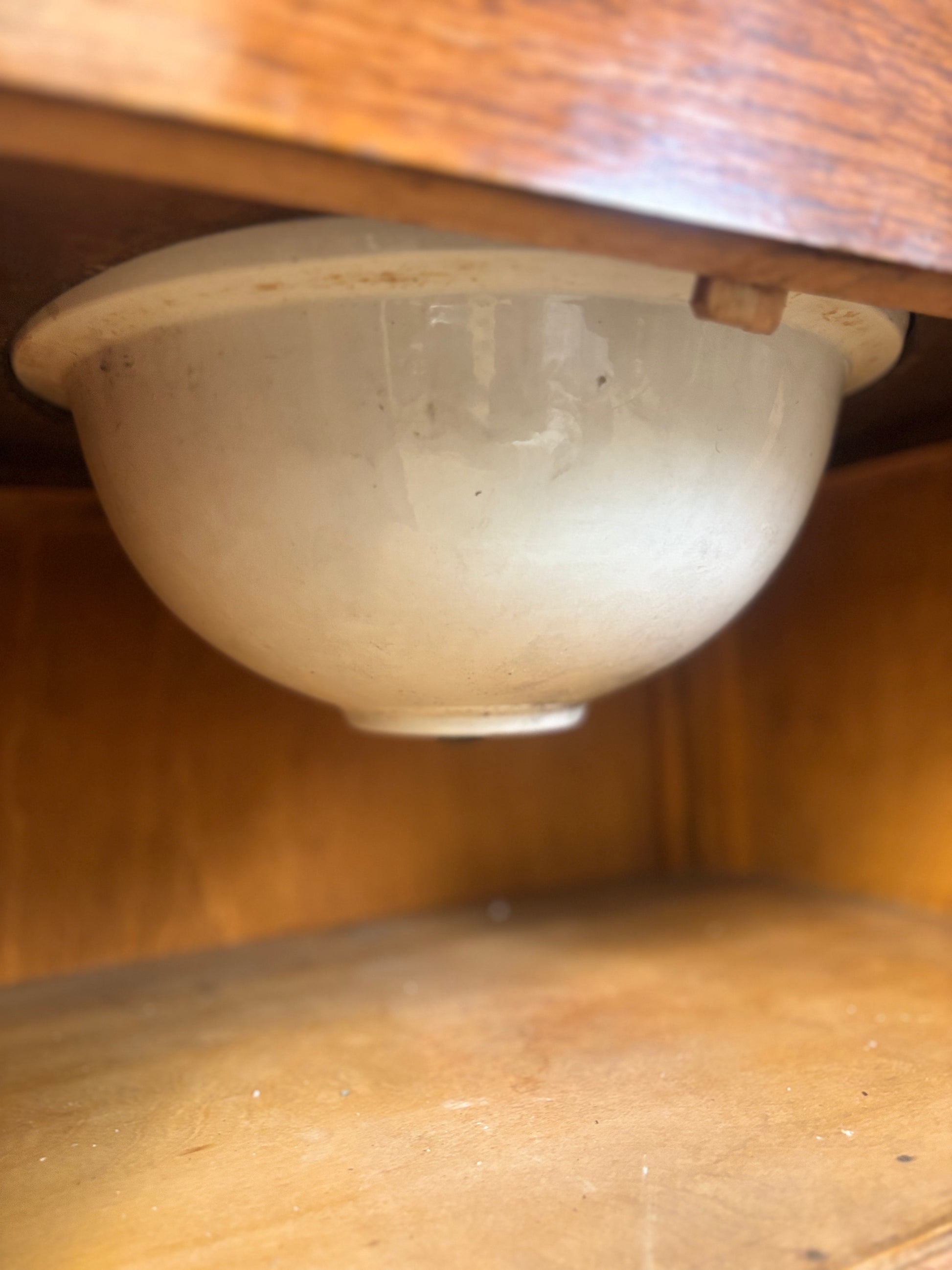 Antique Oak Lidded Washstand with Ceramic Sink and Mirror