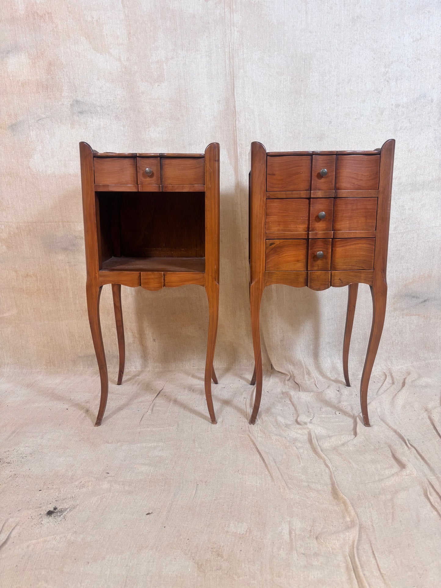 Pair of Antique French Walnut Bedside Tables 