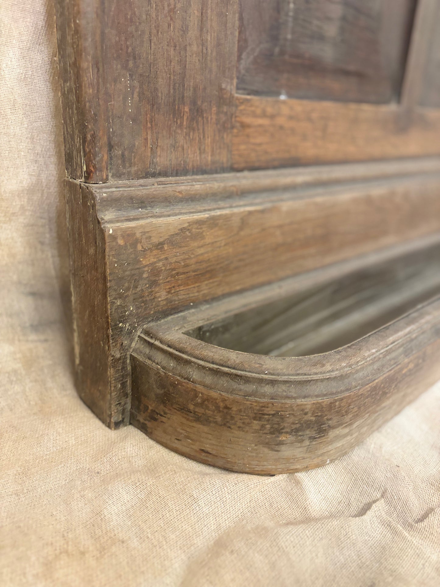 Antique Panelled Hall Stand with Brass Hooks and Umbrella Tray