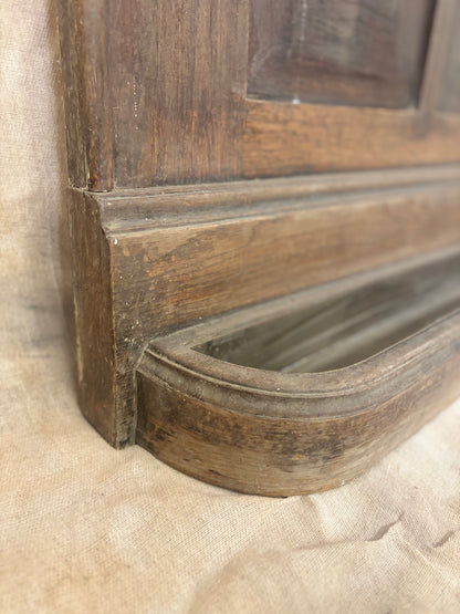 Antique Panelled Hall Stand with Brass Hooks and Umbrella Tray
