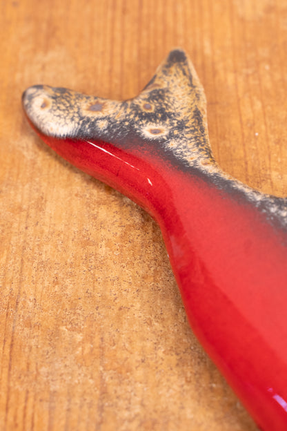 Hand-painted Portuguese ceramic sea bass wall decoration with unique surface details created using oxides and underglazes. Ideal for coastal interiors.