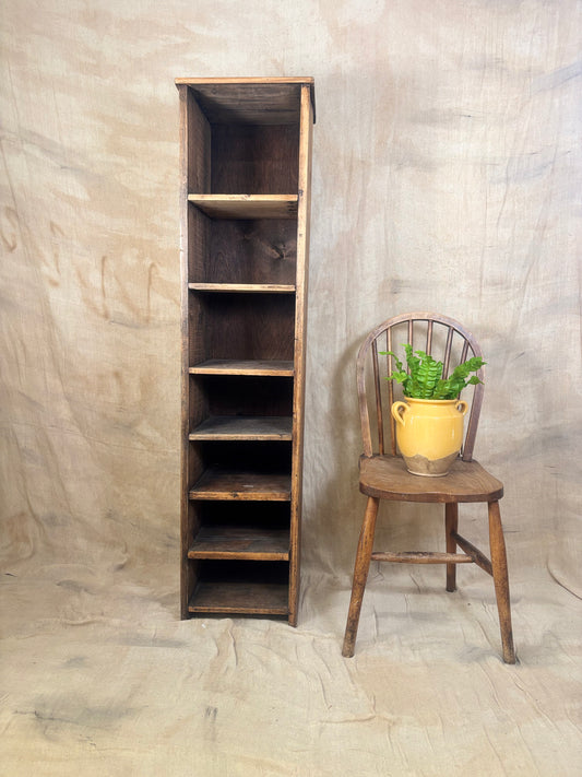 Rustic Pine Bookshelf with Seven Shelves