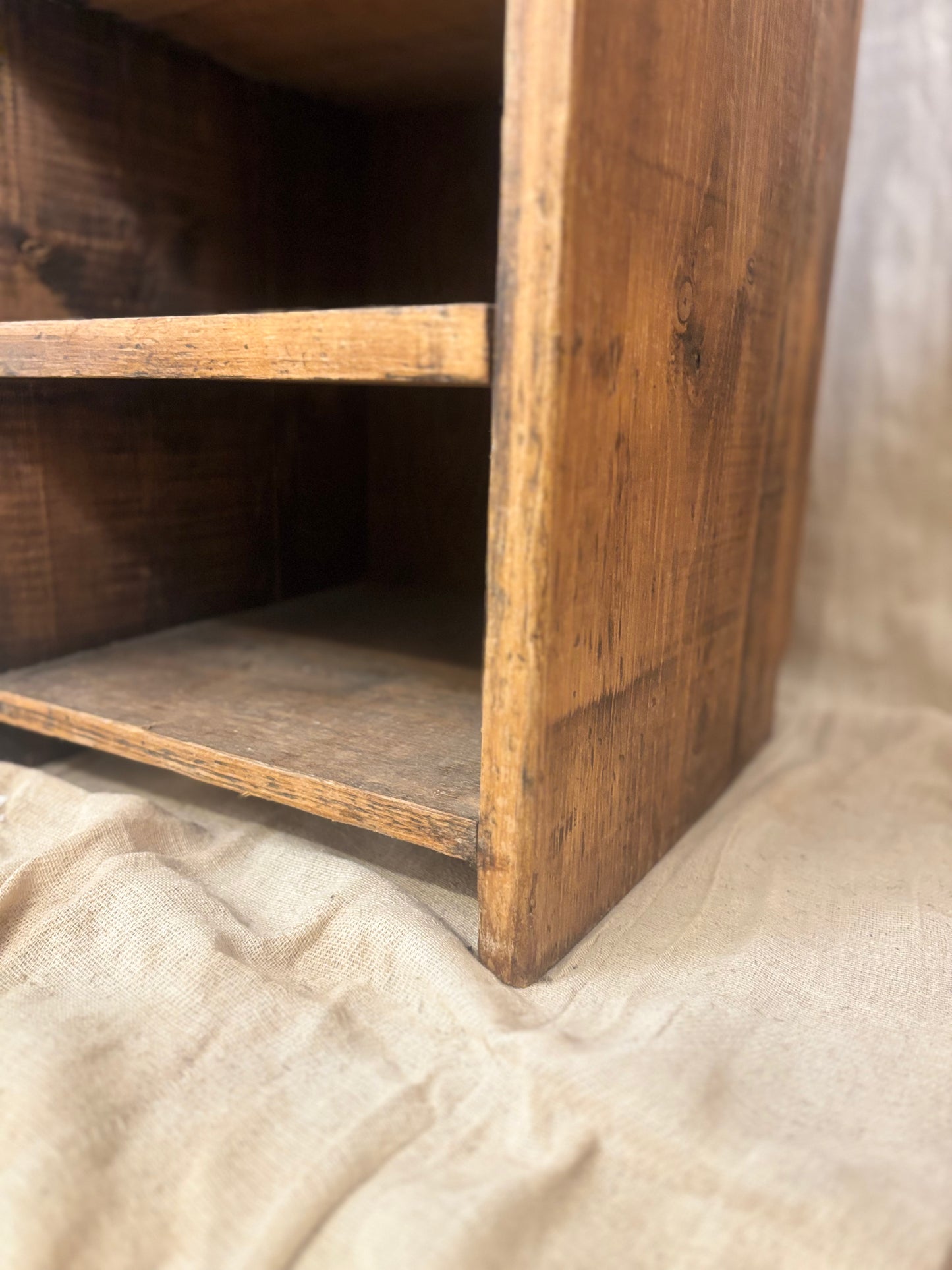 Rustic Pine Bookshelf with Seven Shelves