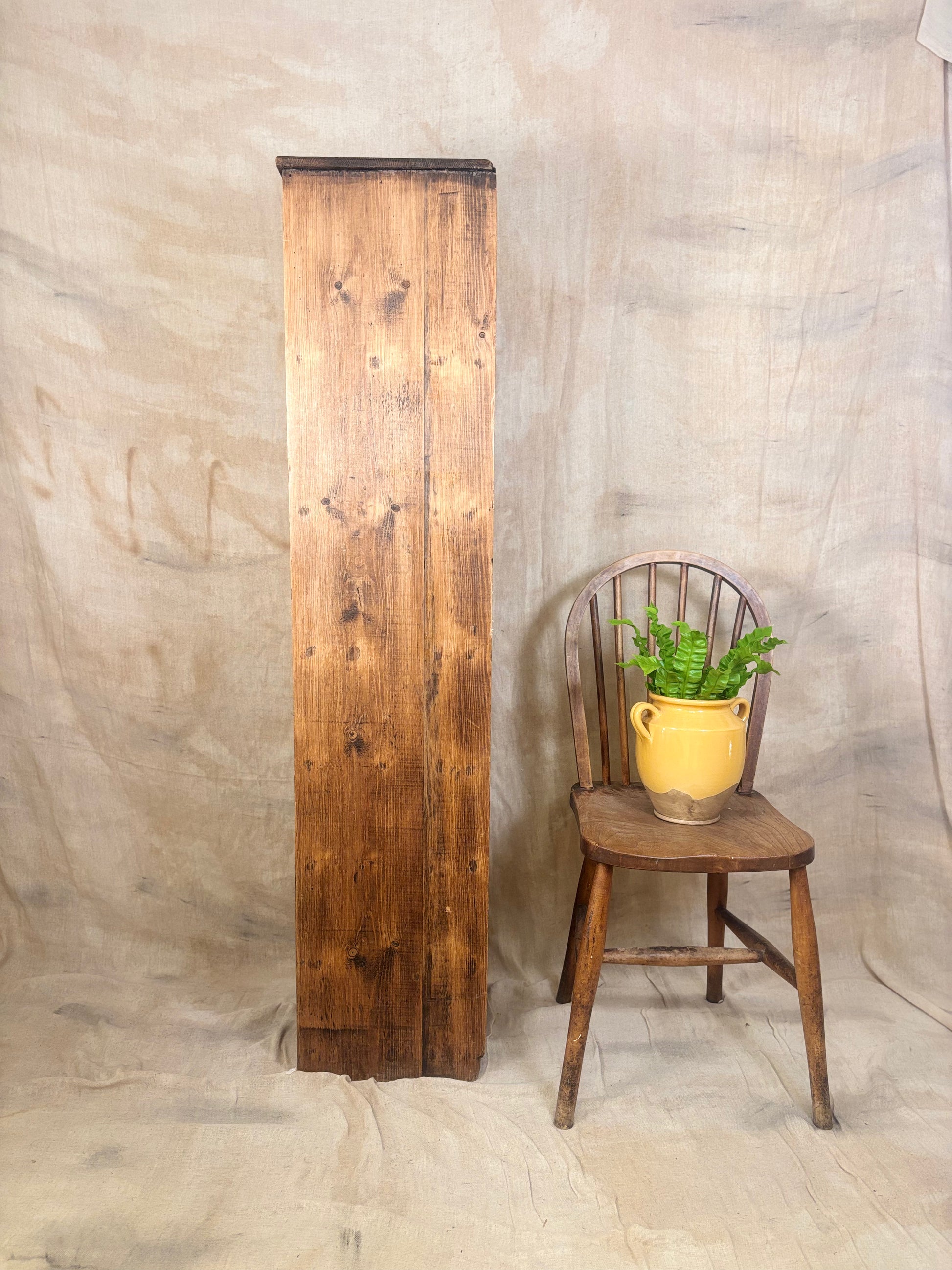 Rustic Pine Bookshelf with Seven Shelves