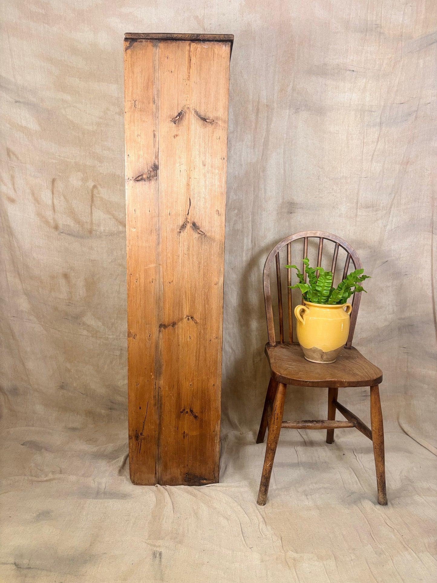 Rustic Pine Bookshelf with Seven Shelves