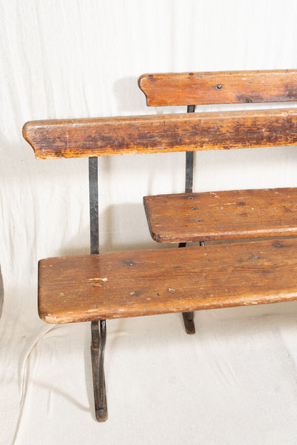 Vintage Pine and Cast Iron Church Bench