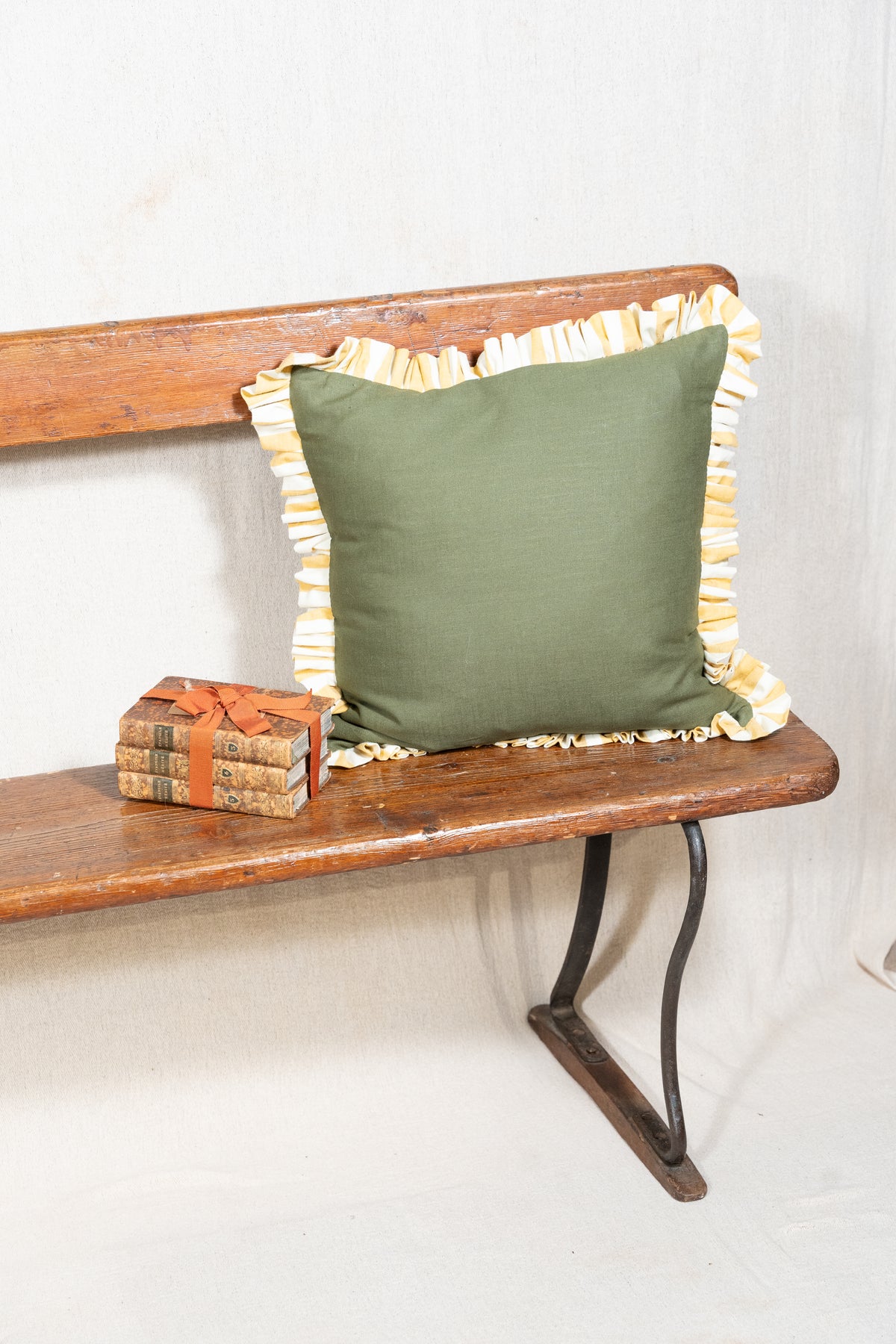 Vintage Pine and Cast Iron Church Bench