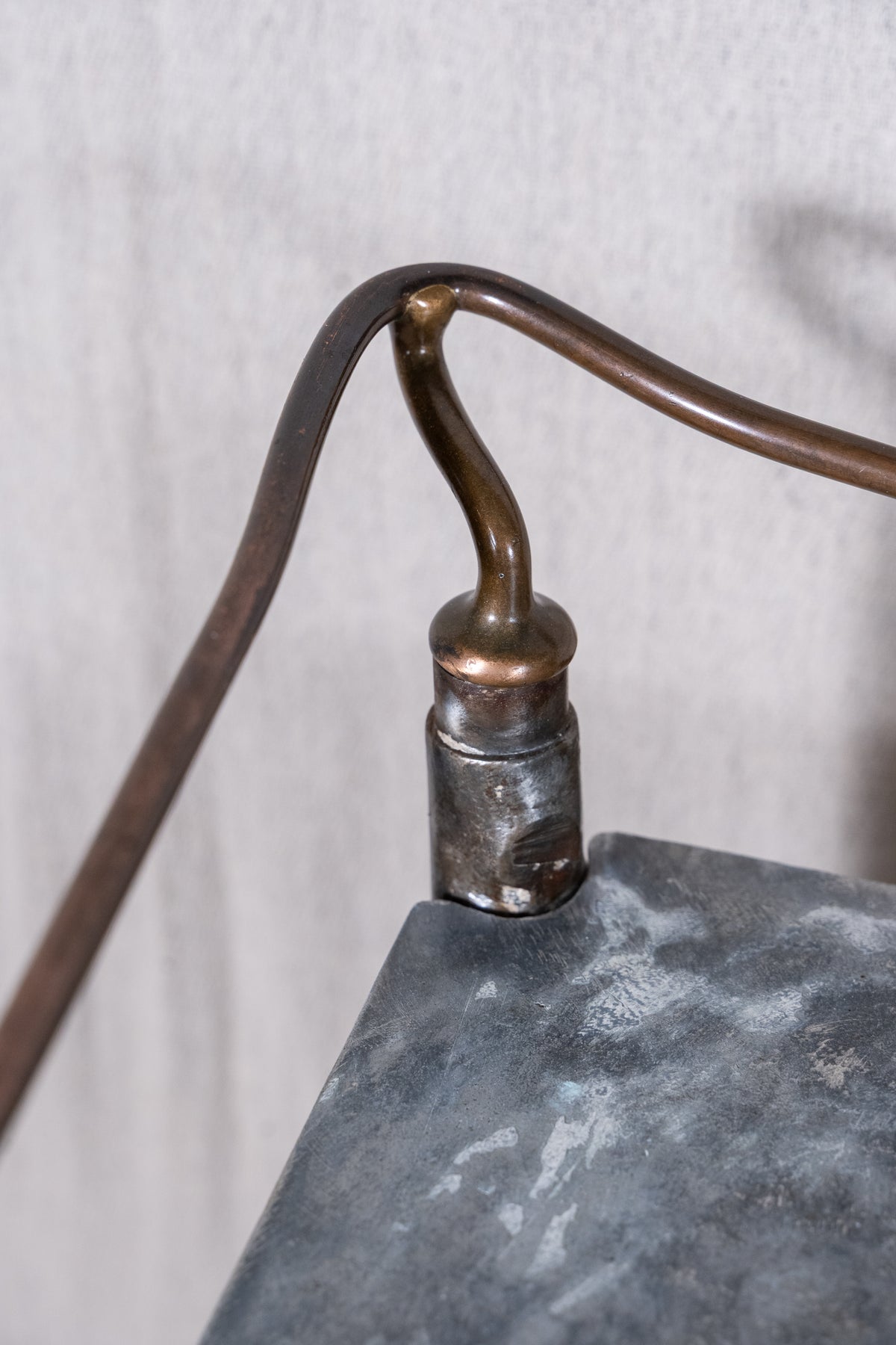 Vintage British medical trolley dating from the 1920s to 1940s, with tiered galvanised metal shelves, tubular steel frame and original swivel castors.