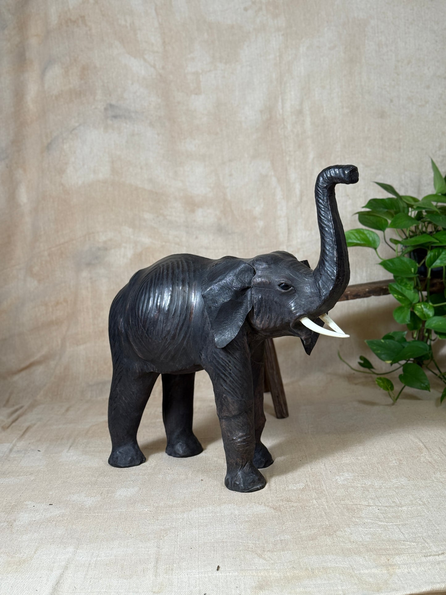 Large vintage leather elephant. 