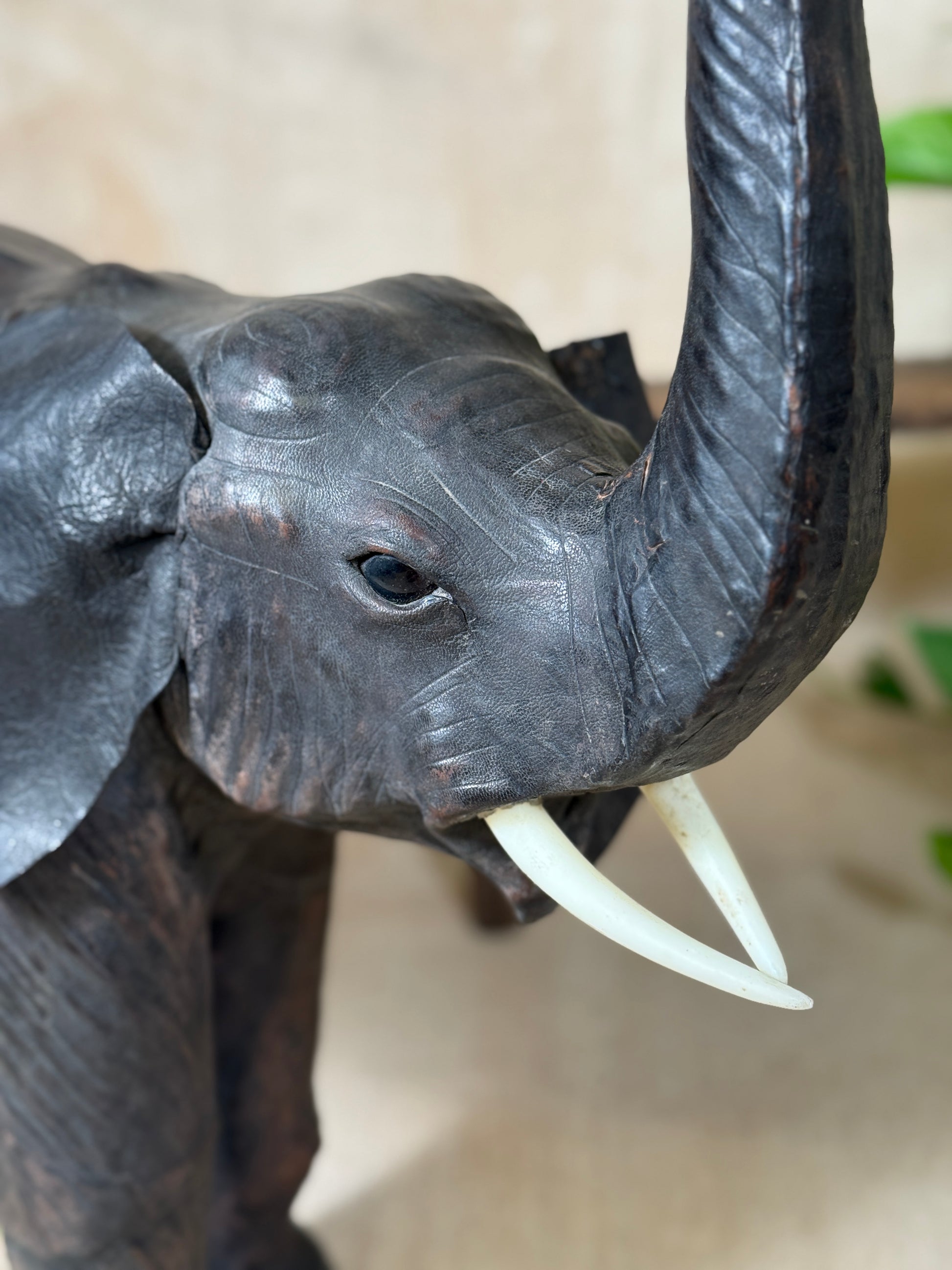 Large vintage leather elephant. 