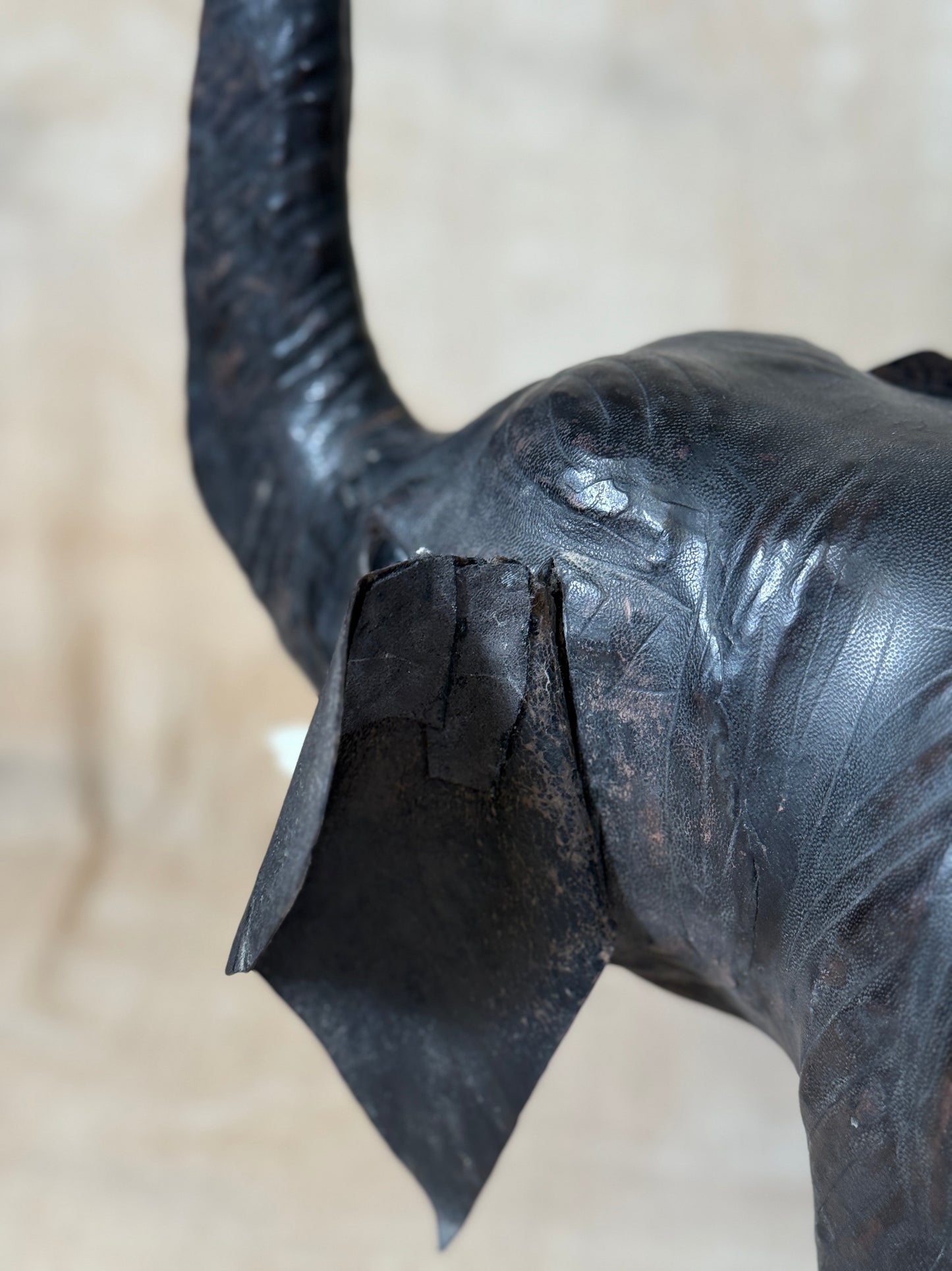 Large vintage leather elephant. 