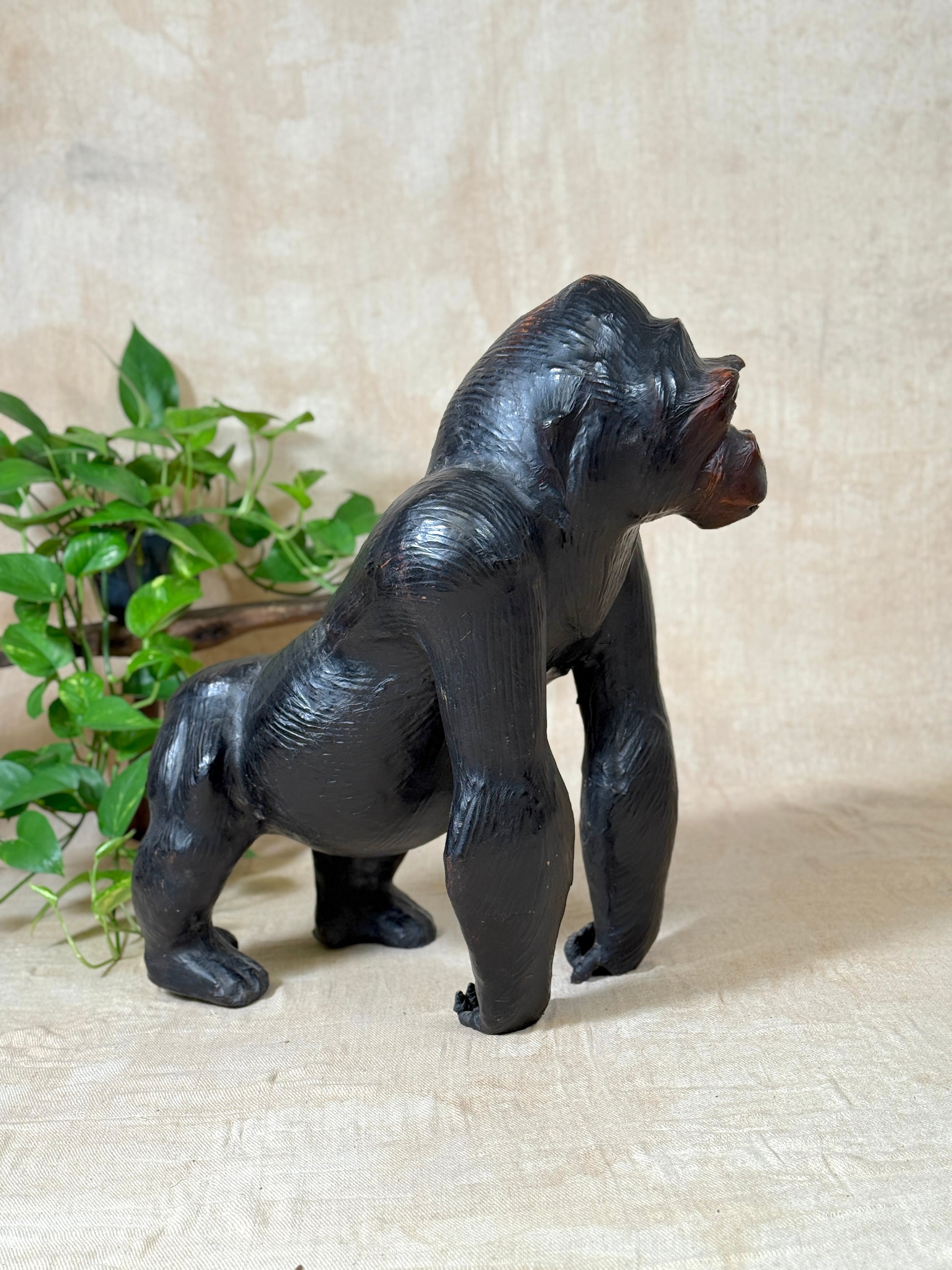 Large vintage leather Gorilla. 