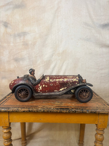 Vintage Racing Car Toy Model with Driver Figure