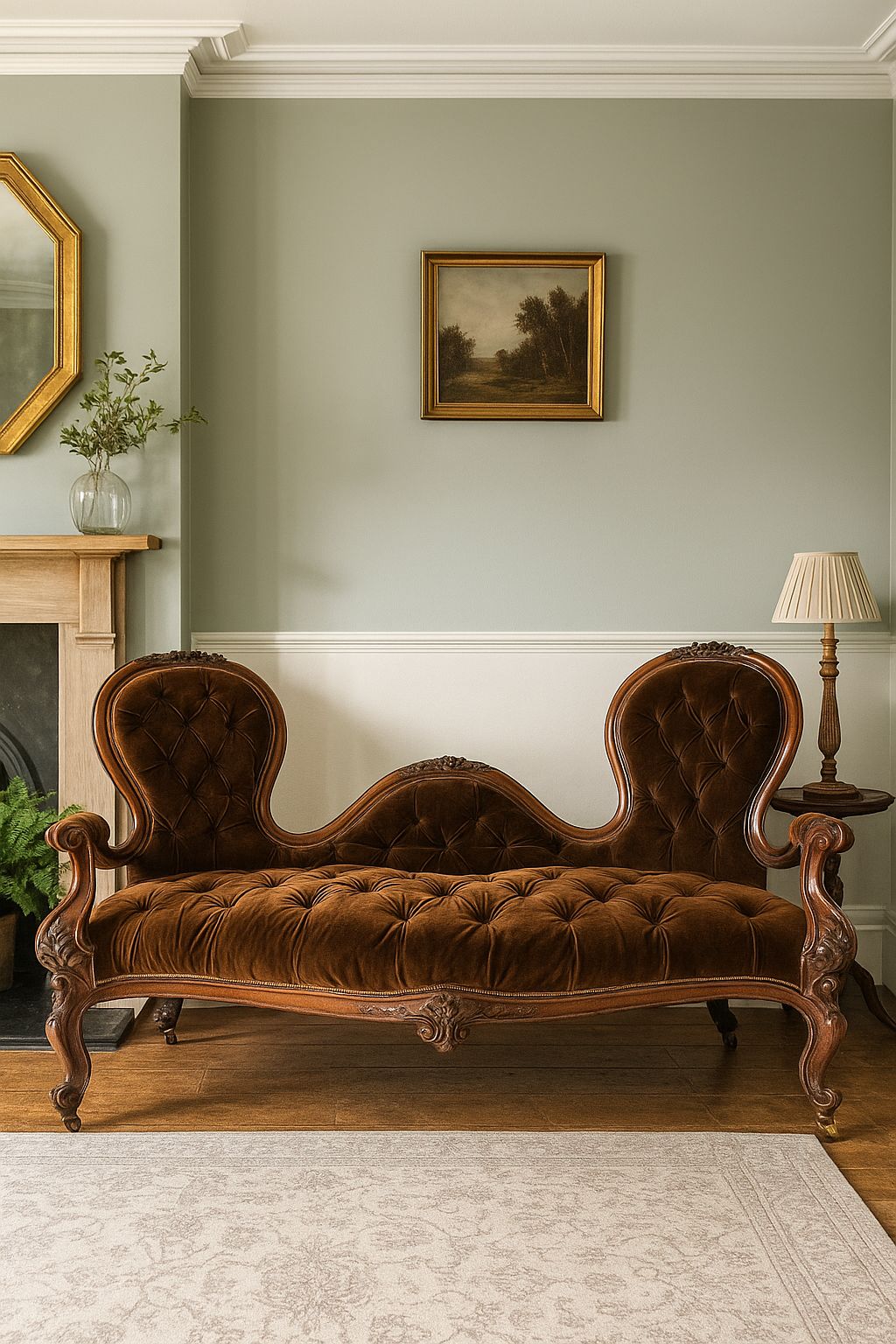 Brown Velvet Love Seat