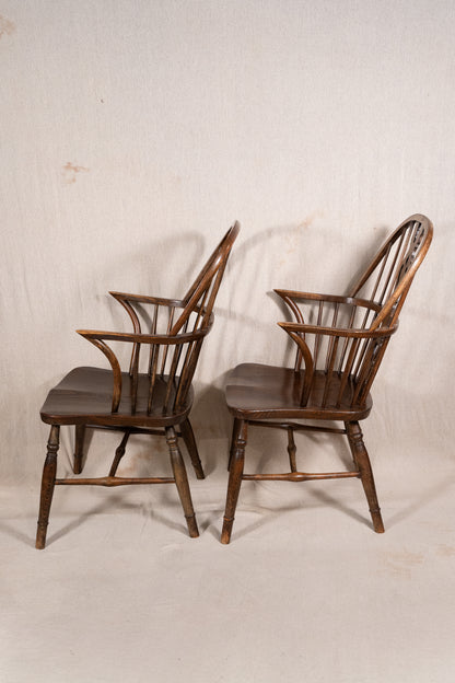 Windsor Chairs, Elm and Yew, Pair