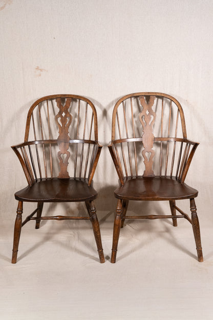 Windsor Chairs, Elm and Yew, Pair