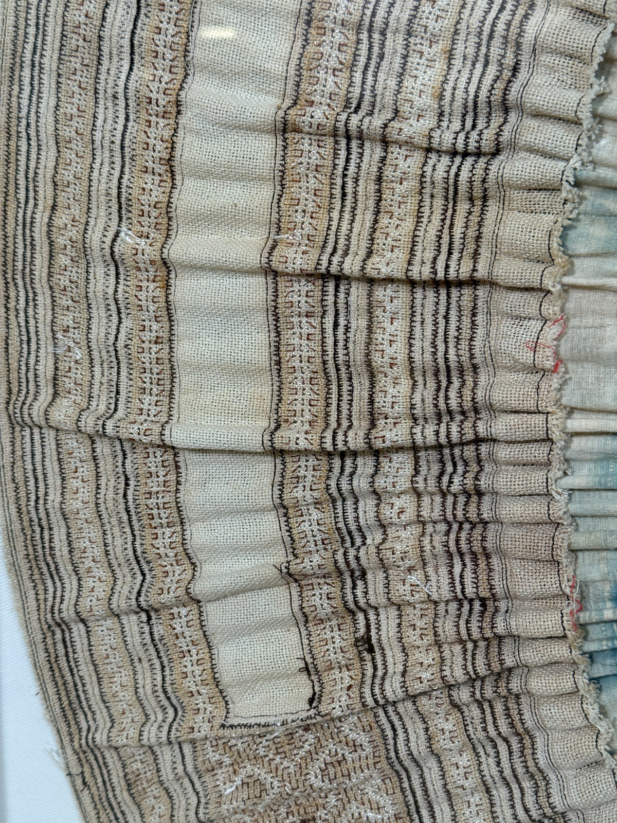 framed antique Miao tribal skirt
