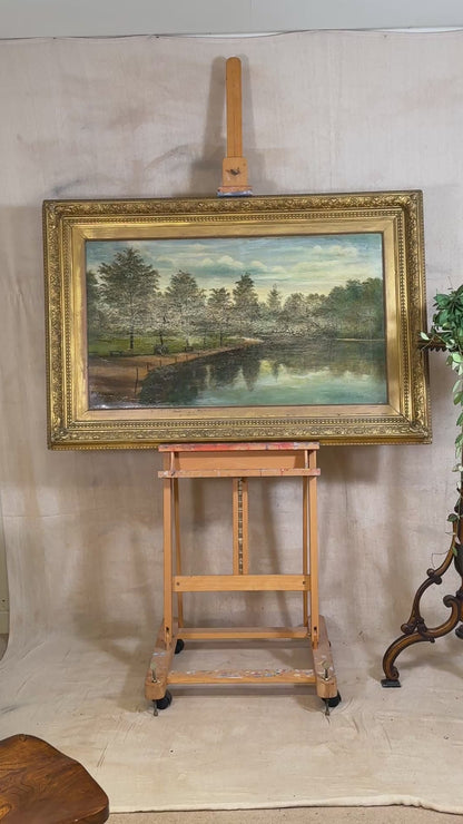 H. Mann Parkland Scene Oil Painting, Dated 1897 | 19th Century Landscape